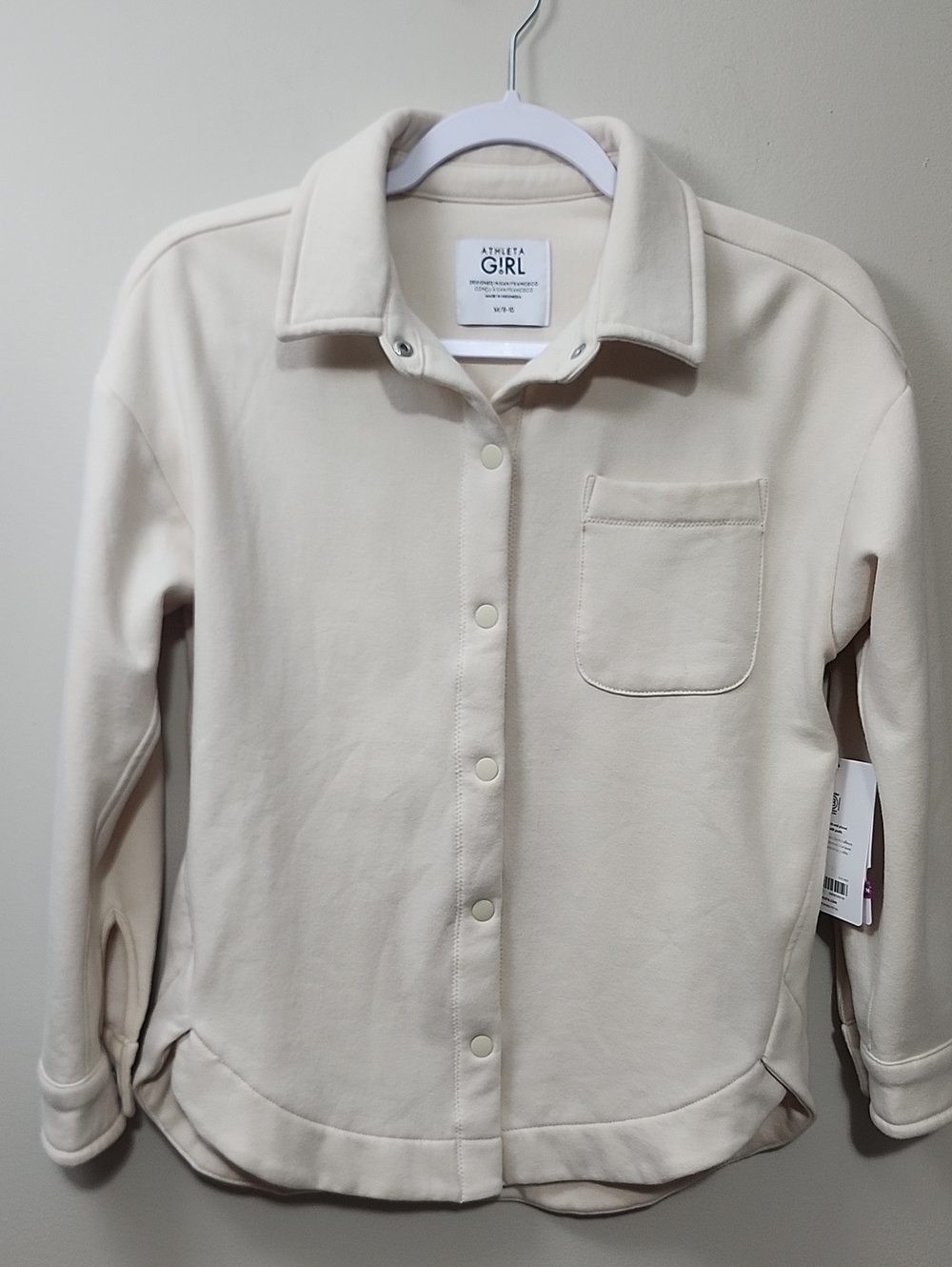 NWT Athleta Girl RetroActive Oversized Shacket Cream M (8/10) Neutral Minimalist